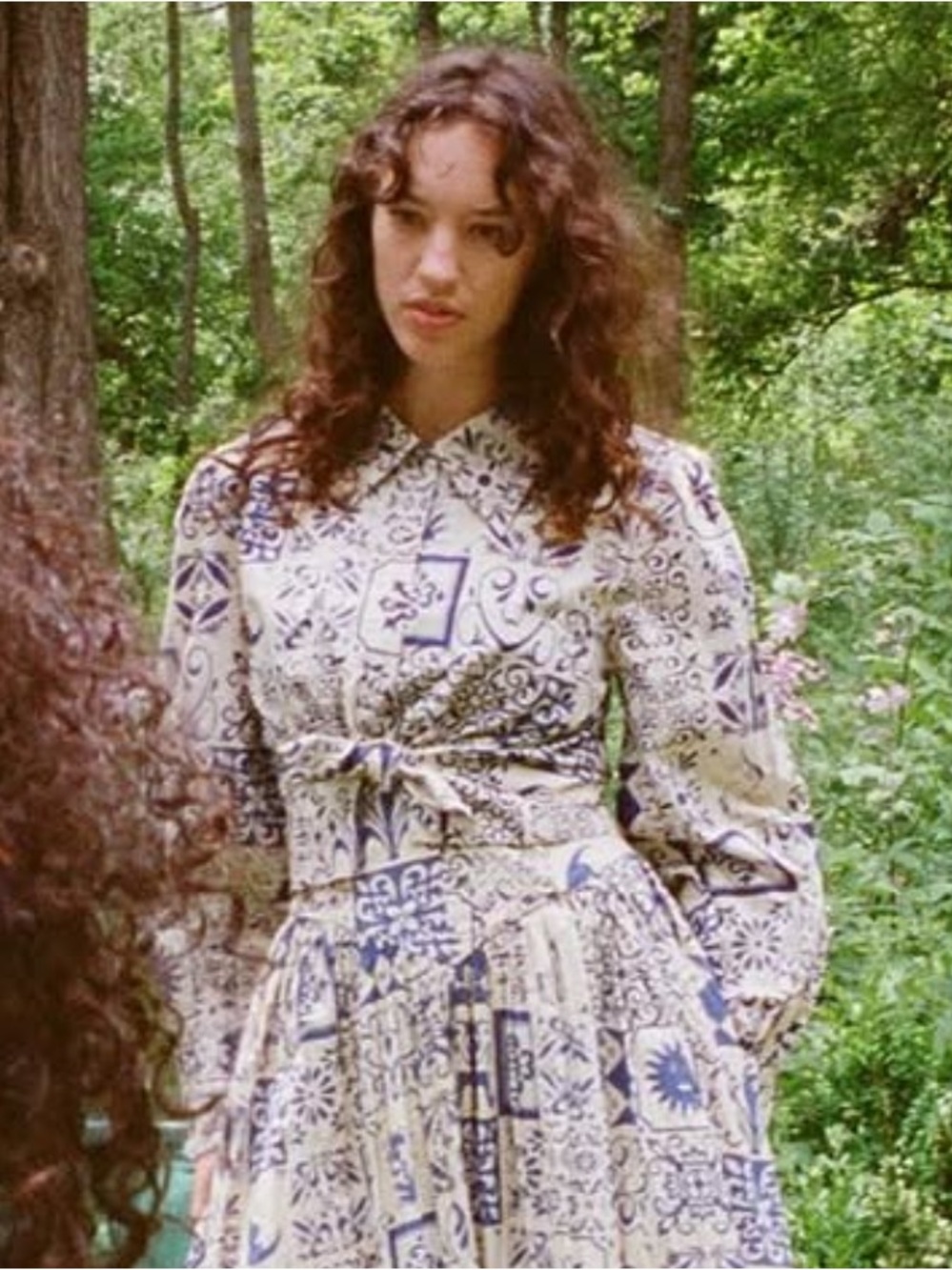 NWT Samantha pleet moon tile enchantment blouse medium indigo blue ivory a